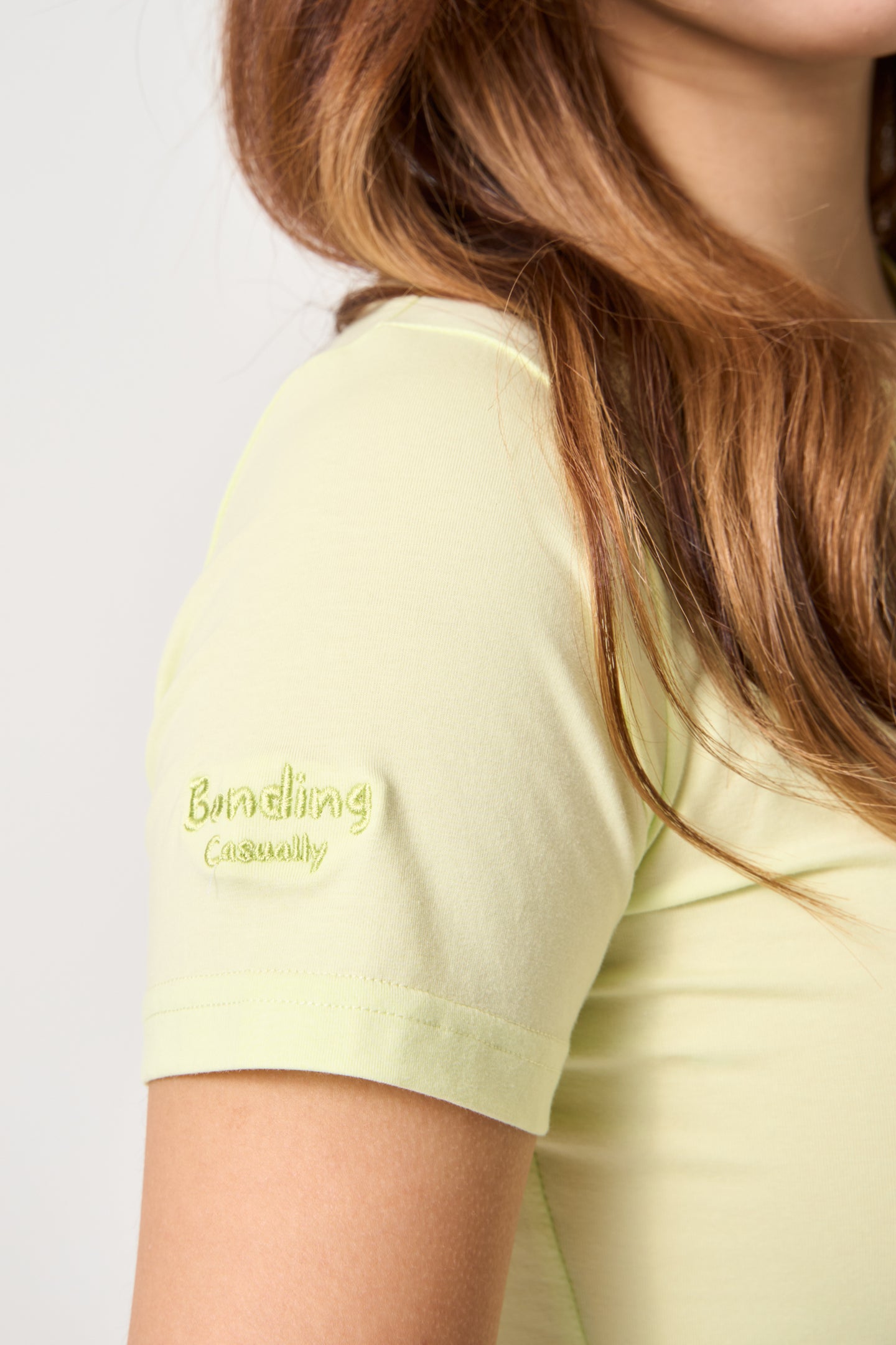 Simply . Women's Sleeve Embroidered Crop Top (Avocado Green) - Simply